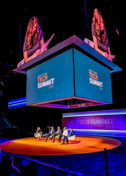 Conference stage build with LED and branded set