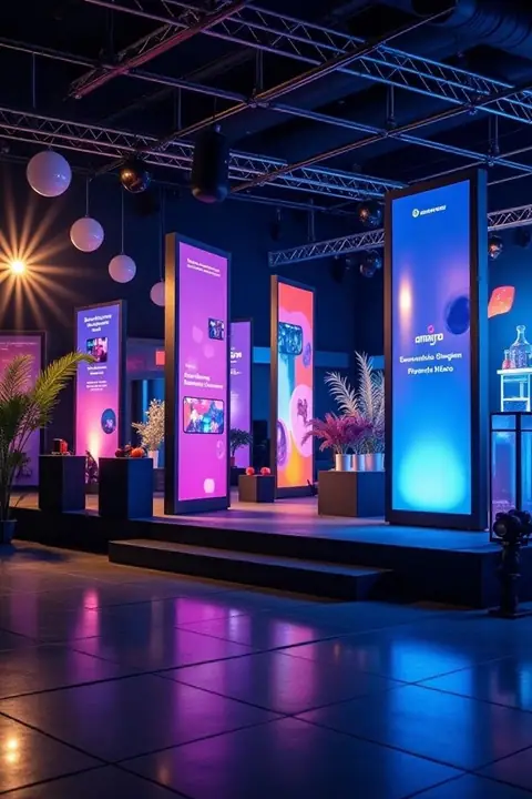 Branded totems and colourful LED activation